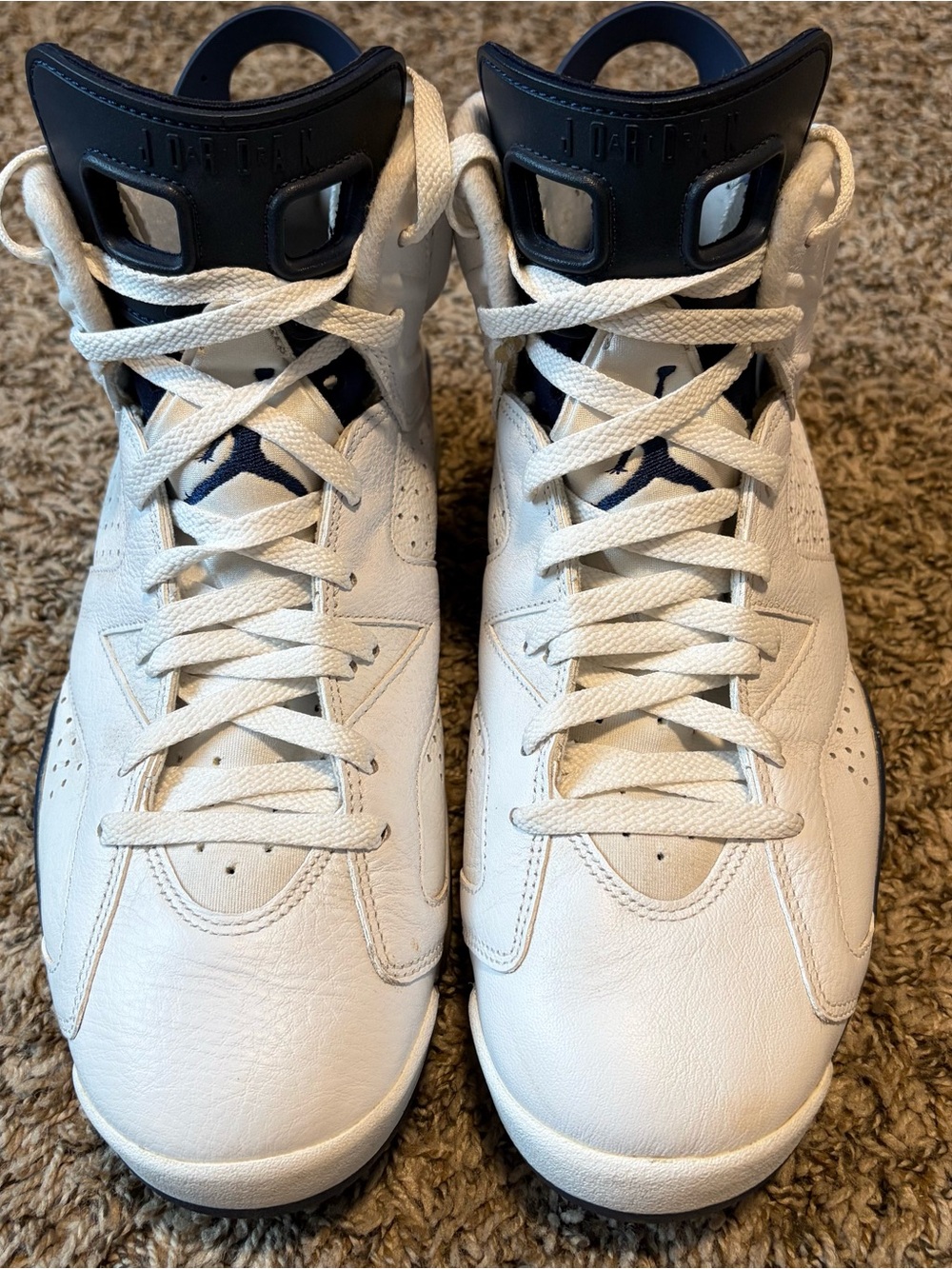Jordan Men’s White and Navy High-Top Sneakers